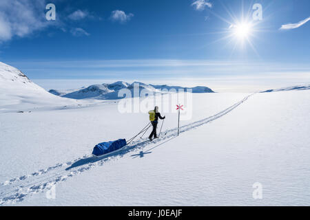 Ski touring in Abisko region and national park, Sweden, Europe Stock Photo
