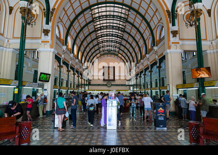 Ho Chi Minh City (Saigon), Vietnam - march 7 2017: Central Post Office interior Stock Photo