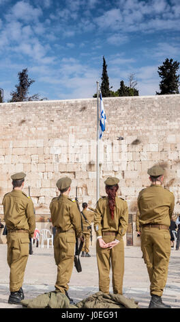 IDF soldiers at Western Wall (Israel) Stock Photo