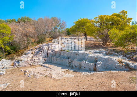 The seats of Pnyx, the place of gathering of Athenians, the place where democracy was born, Athens, Greece Stock Photo