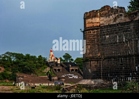 Shiva temple, krishna river, satara, maharashtra, india, asia Stock Photo