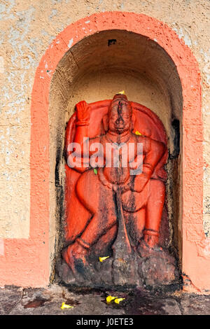 Hanuman statue, mahuli, vishweshwar, mahadev, temple, satara, maharashtra, india, asia Stock Photo