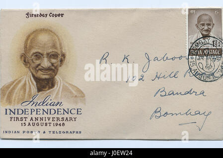 First day cover of postage stamps, india, asia Stock Photo