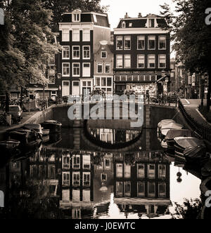Amsterdam canal, Netherlands, Province of North Holland, Holland, Stock Photo