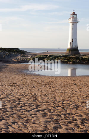 New Brighton Lighthouse, Wallasey in the Wirral, Merseyside, Liverpool, North West England Stock Photo