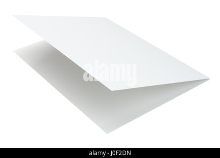 Blank white brochure on a gray background. Stock Photo