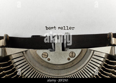 best seller typed words on a vintage typewriter Stock Photo