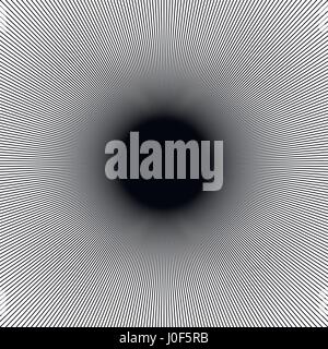A lot of black lines, optical illusion with moire on white Stock Vector