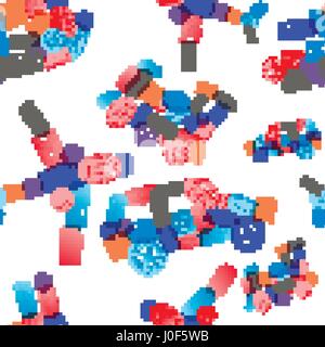 A lot of immigration stamps arranged in car, plane, ship and train shape on white, seamless pattern Stock Vector