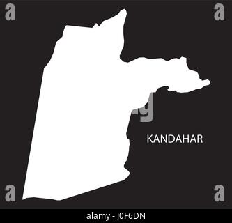 Kandahar Afghanistan map black inverted silhouette illustration Stock Vector