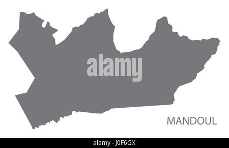 Mandoul Chad region map grey illustration silhouette Stock Vector