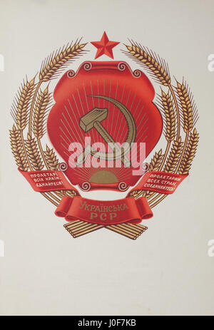 Coat of arms Ukrainian Soviet Socialist Republic under USSR Stock Photo
