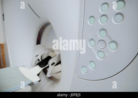 Selective focus of MRI scanner buttons Stock Photo