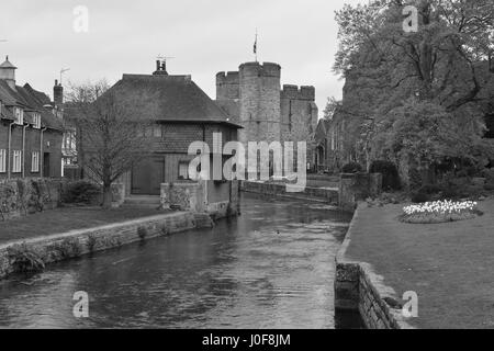 Westgate, which is the Medieval gate house area in Canterbury which is part of the city wall, the largest surviving in England. Stock Photo