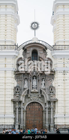 Plaza de Armas in the Old center of Lima with church. Stock Photo