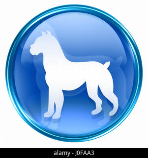 Dog Zodiac icon blue, isolated on white background.