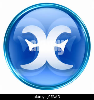 Pisces zodiac button icon, isolated on white background. Stock Photo