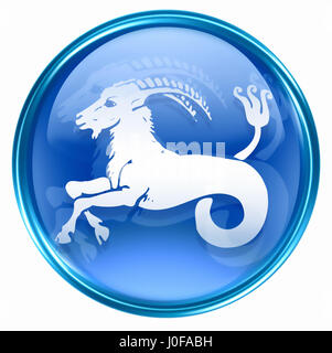 Capricorn zodiac button, isolated on white background. Stock Photo