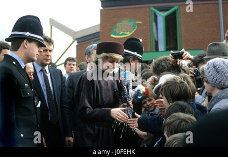 Princess Diana the Princess of Wales visiting Kidderminster UK 6/3/86 Stock Photo