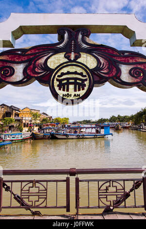 Vertical view of the An Hoi bridge in Hoi An, Vietnam. Stock Photo