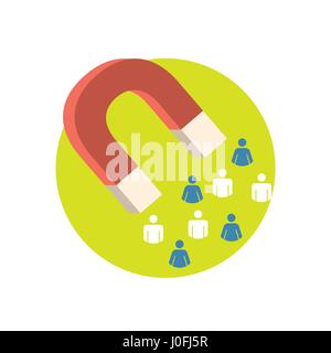 Inbound Marketing Design with Magnet Attracting People Stock Vector