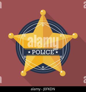 Police badge icon. Flat style with long shadow Stock Vector