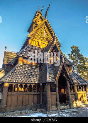 Bygdøy, Norway - February  23, 2016: The Stave Church from Gol in Oscar II's Collection. Haakon Harriss, Norsk Folkemuseum Stock Photo
