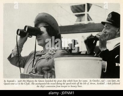 September 1938, HM Queen Elizabeth launching the ship that bears her name Stock Photo