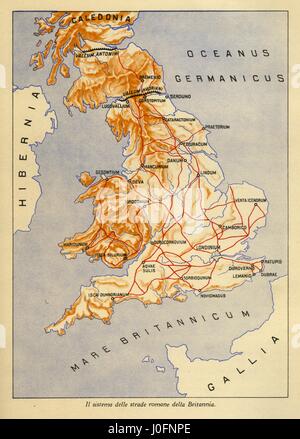 Map showing the Roman roads in Britain Stock Photo: 66190209 - Alamy