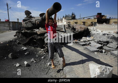 The  Free Syrian Army, the main armed rebel group fighting President Bashar al-Assad’s government. Azaz a stegic town roughly 30 kilometres north-nort Stock Photo