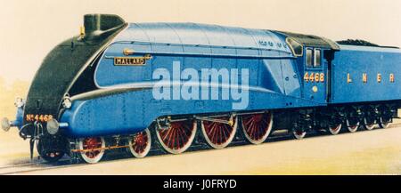 Mallard, 3 cylinder locomotive no 4468 built at Doncaster Works to designs of Sir Nigel Gresley Stock Photo