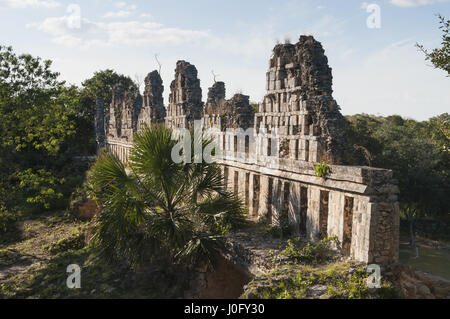 Mexico, Yucatan, Uxmal Mayan site, El Palomar, Pigeon House Stock Photo