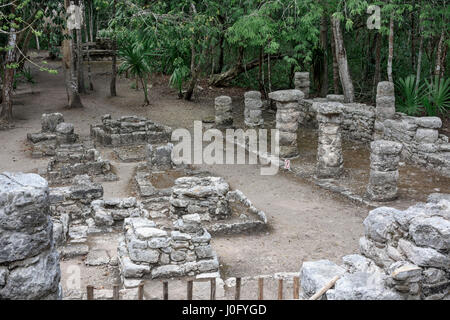 ancient stone architecture relics at Coba Mayan Ruins, Mexico Stock Photo