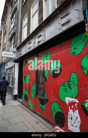 London, UK. 22nd February, 2017. The former 12 Bar club in Denmark Street, which was occupied by squatters in protest against the building being sold  Stock Photo