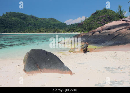 Sea gulf in tropics. Baie Lazare, Mahe, Seychelles Stock Photo