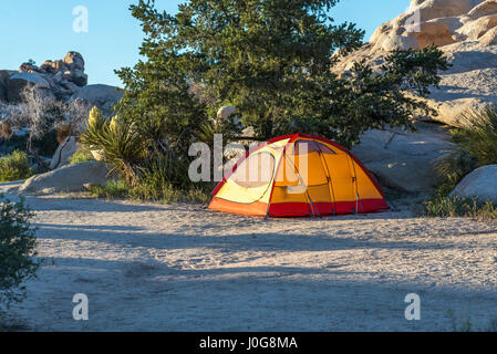 Camping tent at Joshua Tree National Park, California, USA. Stock Photo