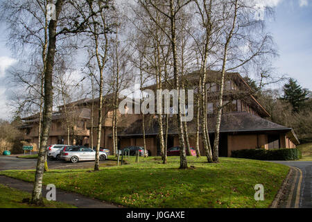 Local government in Wales: Exterior of the Powys County Council headquarters HQ offices building,.Llandrindod Wells, Powys Wales UK Stock Photo