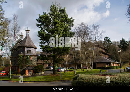 Local government in Wales: Exterior of the Powys County Council headquarters HQ offices building,.Llandrindod Wells, Powys Wales UK Stock Photo