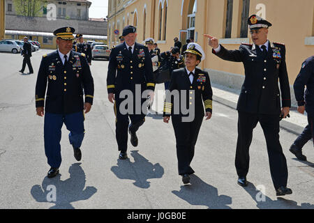 Admiral Michelle Howard, NATO JFC-Naples Commander, during the visit at the Center of Excellence for Stability Police Units (CoESPU) Vicenza, April 10, 2017. (U.S. Army Photo by Visual Information Specialist Paolo Bovo/released) Stock Photo