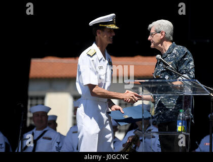 170401-N-LQ926-377 BILOXI, Miss. (April 1, 2017) Rear Admiral Timothy C. Gallaudet, commander, Naval Meteorology and Oceanography Command, receives the commencement proclamation, on behalf of the Navy, from Miss. Gov. Phil Bryant during a ceremony for the Mississippi Bicentennial/Navy Week celebration at Centennial Plaza, Gulfport Mississippi. Gulfport/Biloxi is one of select regions to host a 2017 Navy Week, a week dedicated to raise U.S. Navy awareness in through local outreach, community service and exhibitions. (U.S. Navy photo by Mass Communication Specialist 2nd Class Alex Van’tLeven/Rel Stock Photo