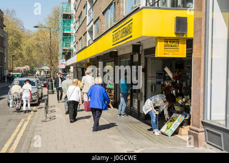 The People's Supermarket food cooperative on Lamb's Conduit St, London WC1, UK Stock Photo