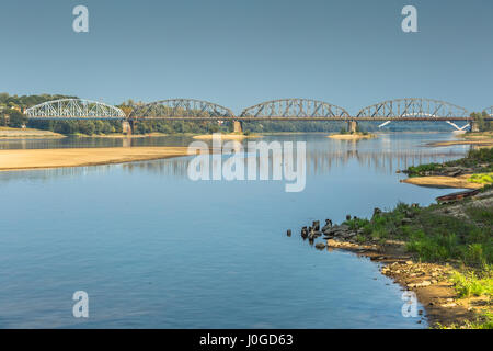 Poland - Torun famous truss bridge over Vistula river. Transportation infrastructure. Stock Photo