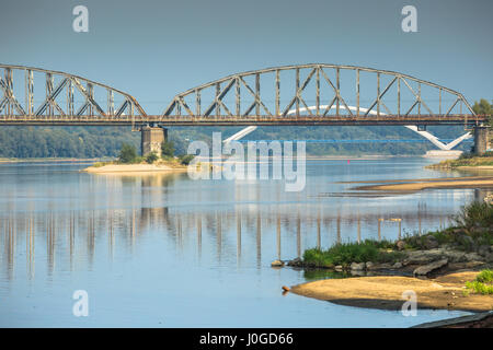 Poland - Torun famous truss bridge over Vistula river. Transportation infrastructure. Stock Photo