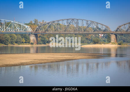 Poland - Torun famous truss bridge over Vistula river. Transportation infrastructure. Stock Photo