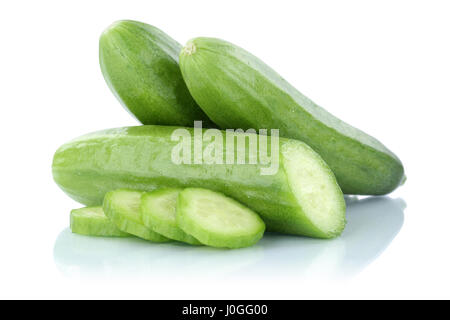 Cucumbers sliced slice fresh vegetable isolated on a white background Stock Photo