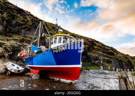 Fishing boat in the fishing village of Boscastle in Cornwall England Stock Photo