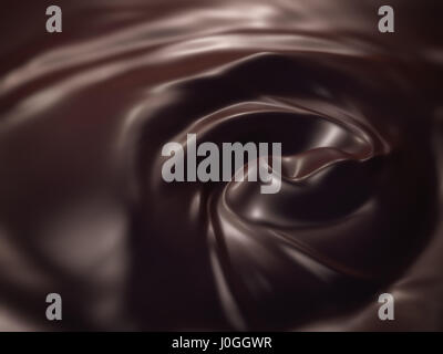 Liquid dark chocolate swirl, abstract background Stock Photo