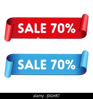 Seventy percent sale red ribbon Stock Vector