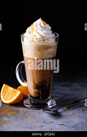 Hot viennese coffee with whipped cream Stock Photo