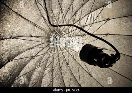 photographic studio strobe lighting and reflective umbrella Stock Photo